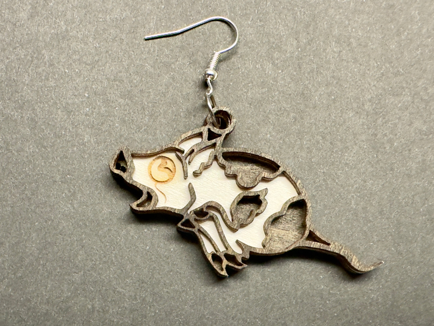 Chicken and Pig dangle earrings